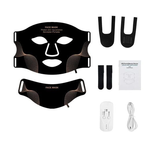 Silicone LED Face & Neck Mask – 7-Color Photon Light Therapy with Red & Infrared for Skin Repair & Rejuvenation