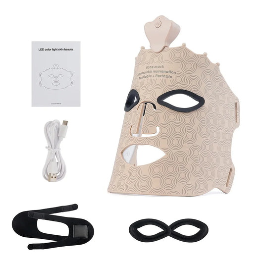 7-Color Photon Silicone Face LED Mask – 3D Wireless Red Light Therapy for Skin Brightening & Repair