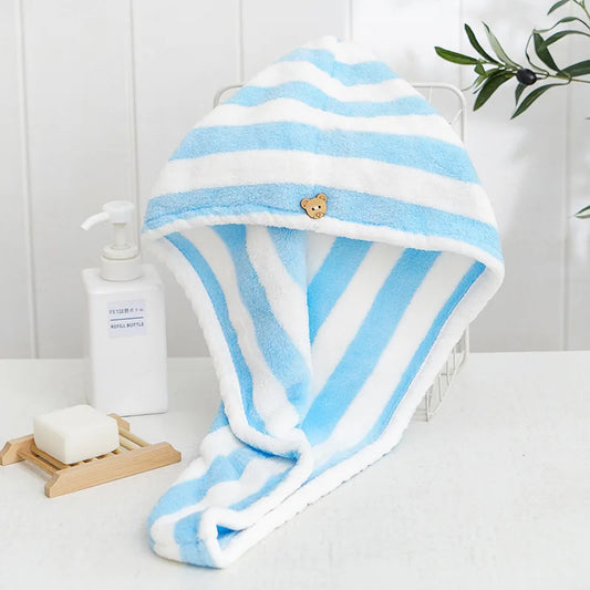 Microfiber Hair Towel Wrap – Thickened Coral Velvet Quick-Dry Cap for Fast Hair Drying